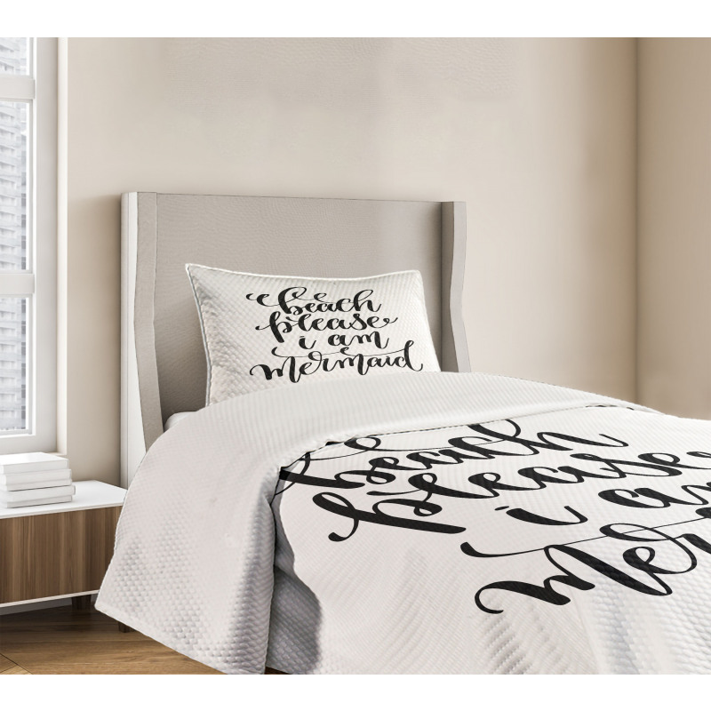 Cool Font Mermaid Theme Bedspread Set