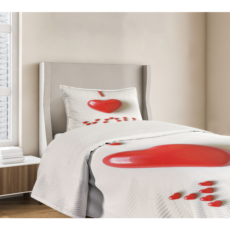 3D Heart Letters Bedspread Set