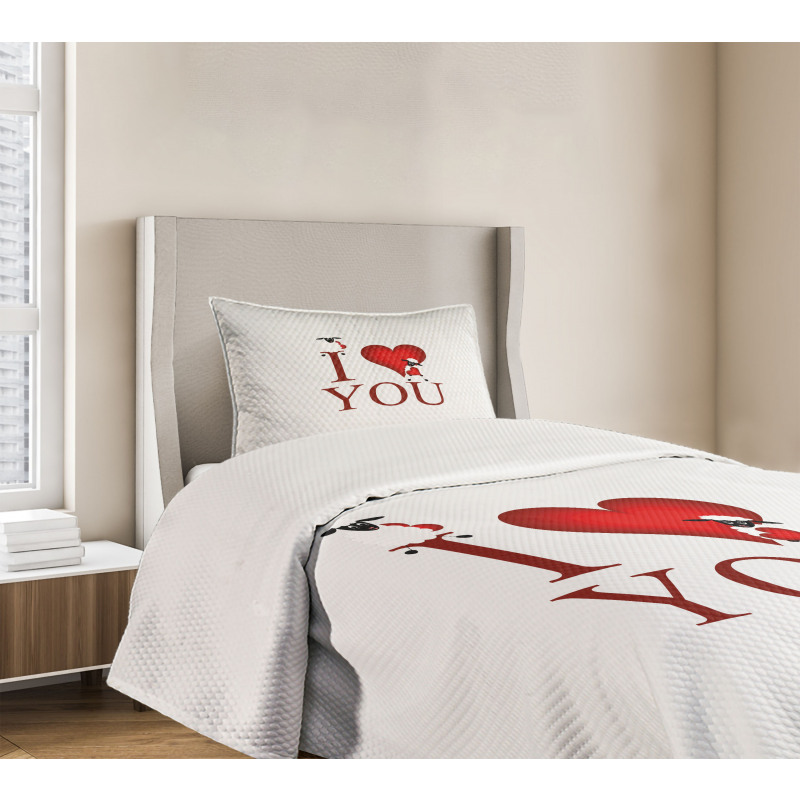 Sheep and Red Heart Bedspread Set