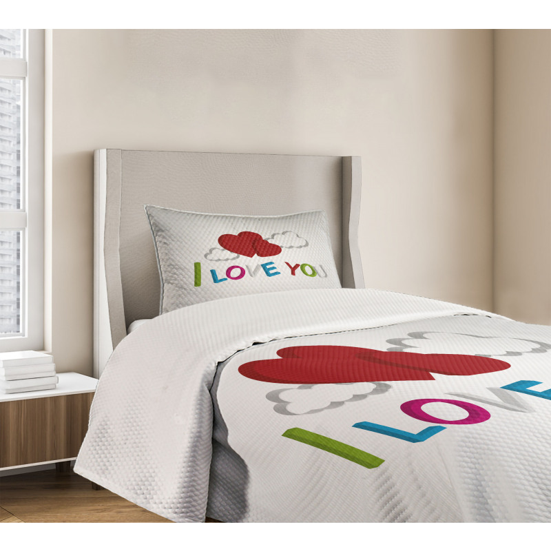 Letters Clouds Heart Bedspread Set