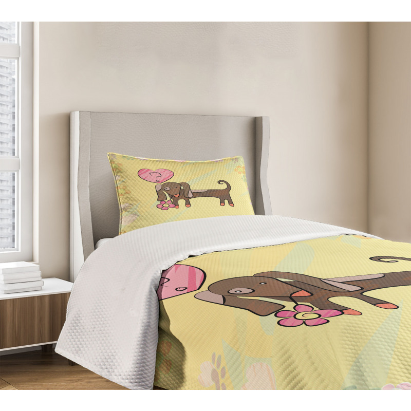 Colorful Dog Design Bedspread Set
