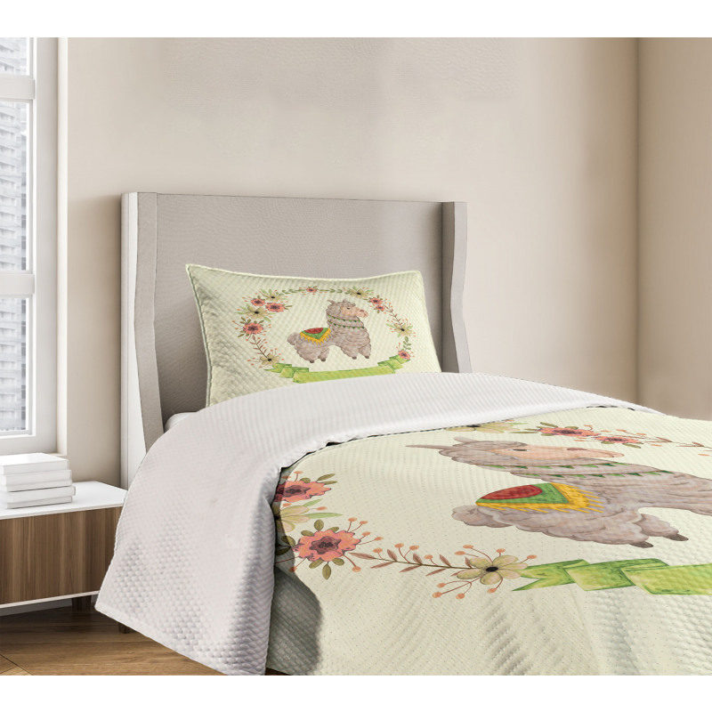 Colorful Watercolor Flora Bedspread Set