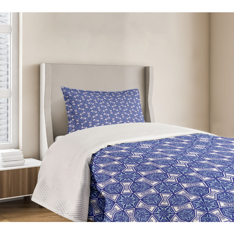 Blue Mosaic Bedspread Set