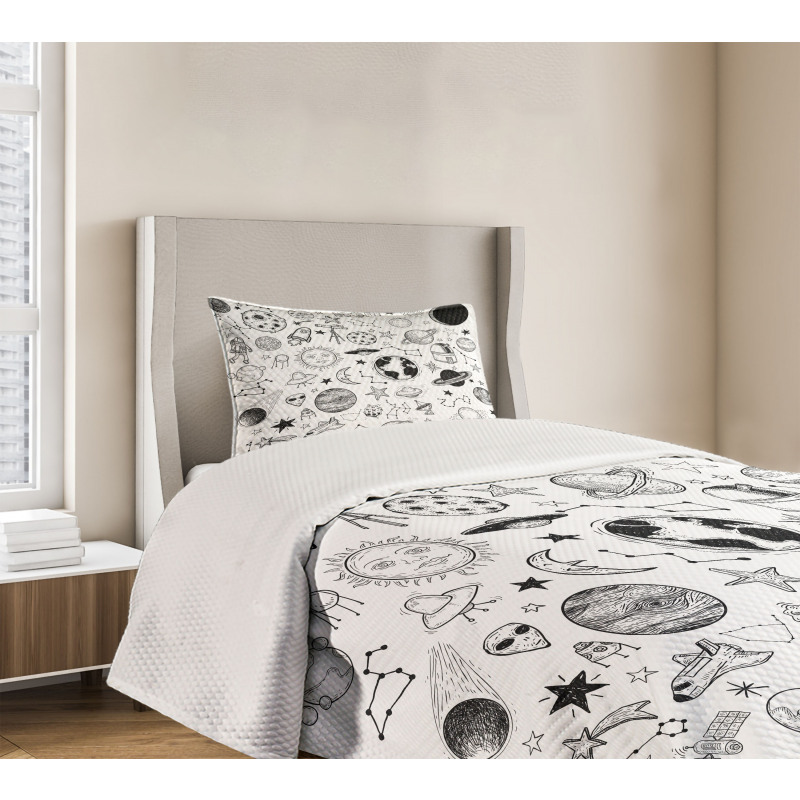 Planets Asteroids Cosmos Bedspread Set