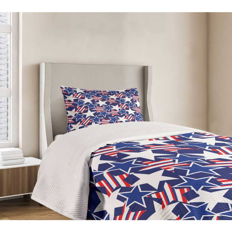 Patriotic American Star Bedspread Set