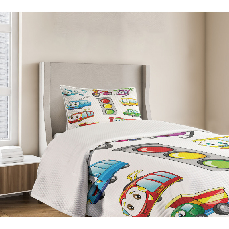 Cheerful Transportation Bedspread Set