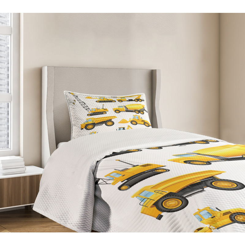 Construction Vehicles Bedspread Set