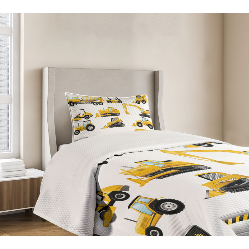 Yellow Construction Site Bedspread Set