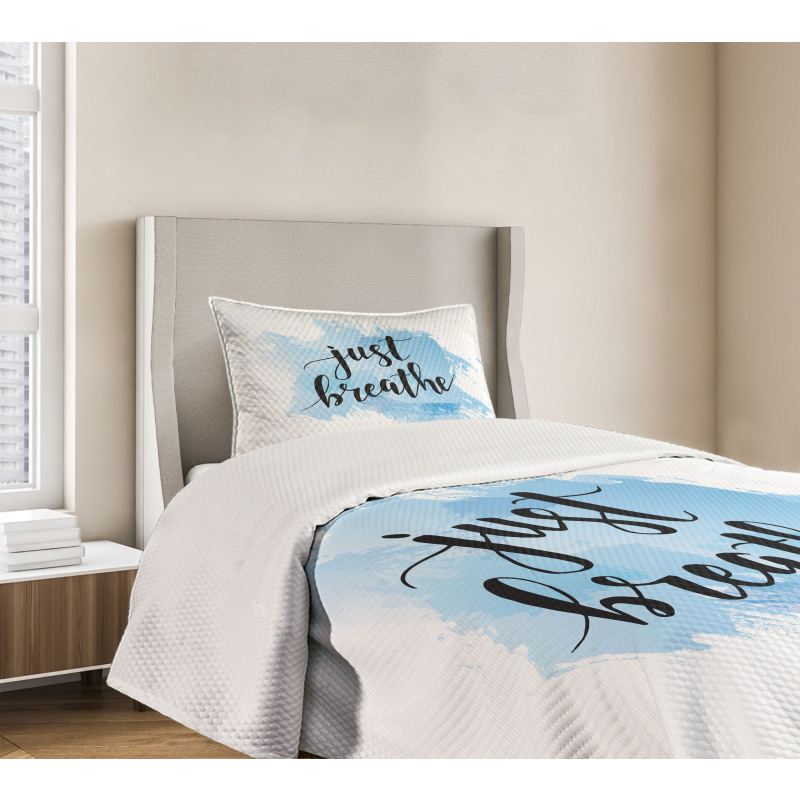 Phrase on Blue Bedspread Set