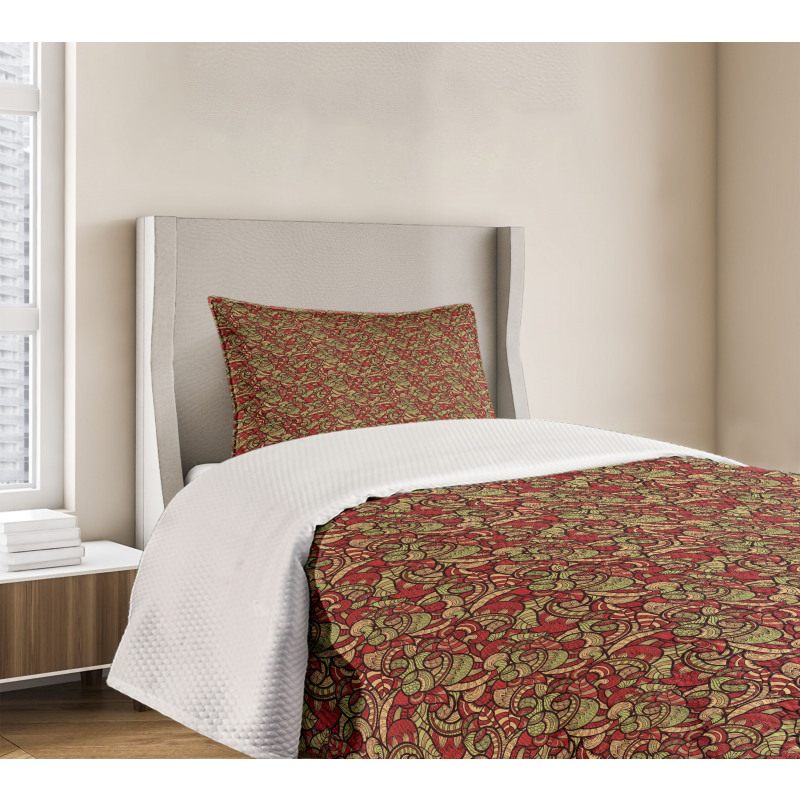 Doodle Swirls Floral Bedspread Set