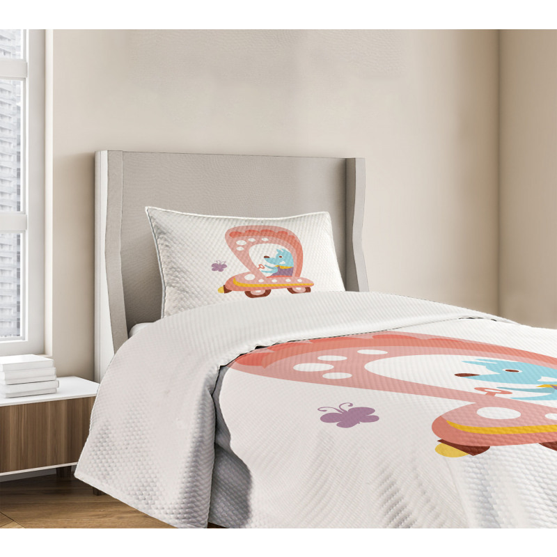 Cartoon Car Puppy Bedspread Set