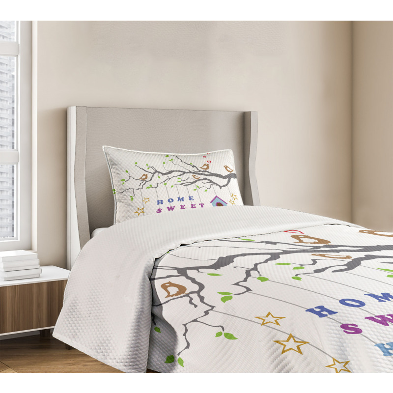 Bird Tree Stars Bedspread Set