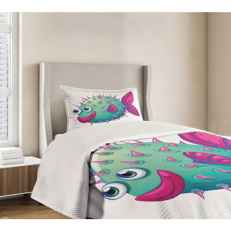 Vibrant Color Bubble Fish Bedspread Set