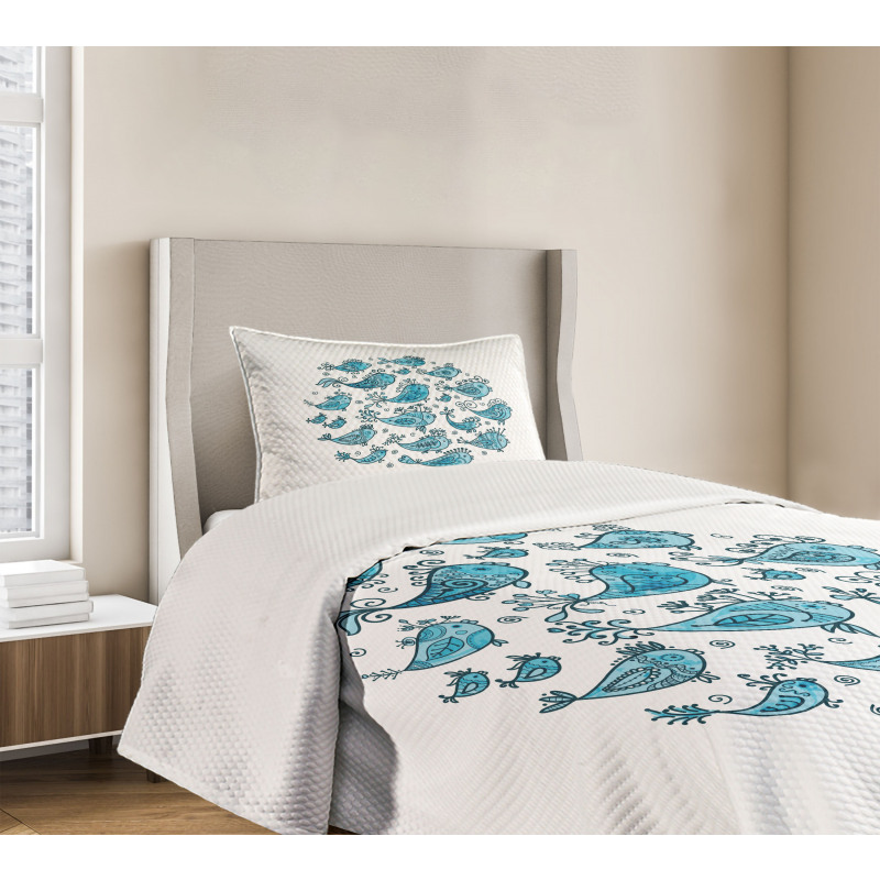 School of Fish Sketch Art Bedspread Set