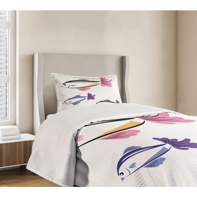 Bird Faced Animals Swim Bedspread Set