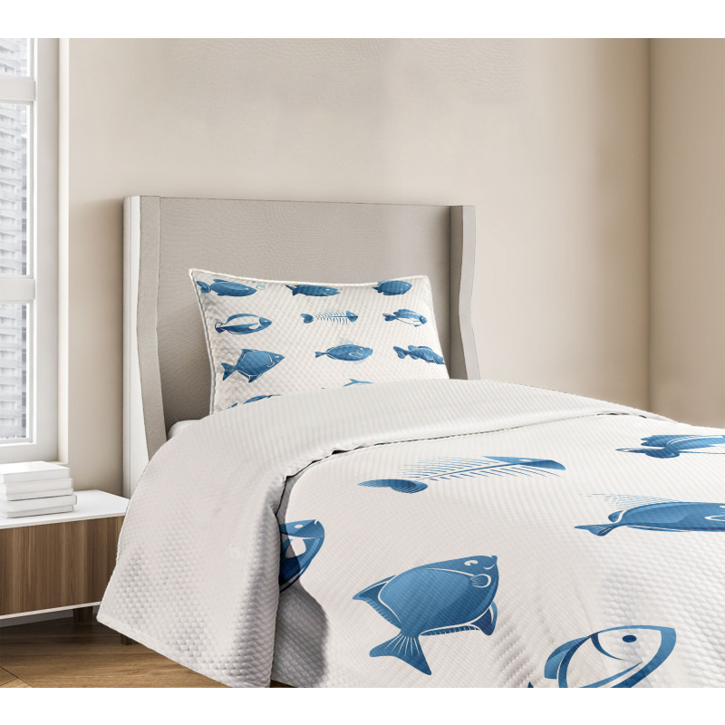 Array of Fish Marine Life Bedspread Set