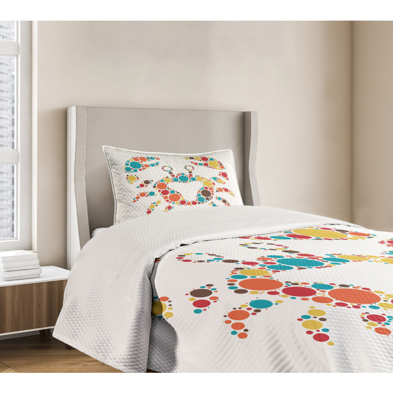 Colorful Dotted Shape Bedspread Set
