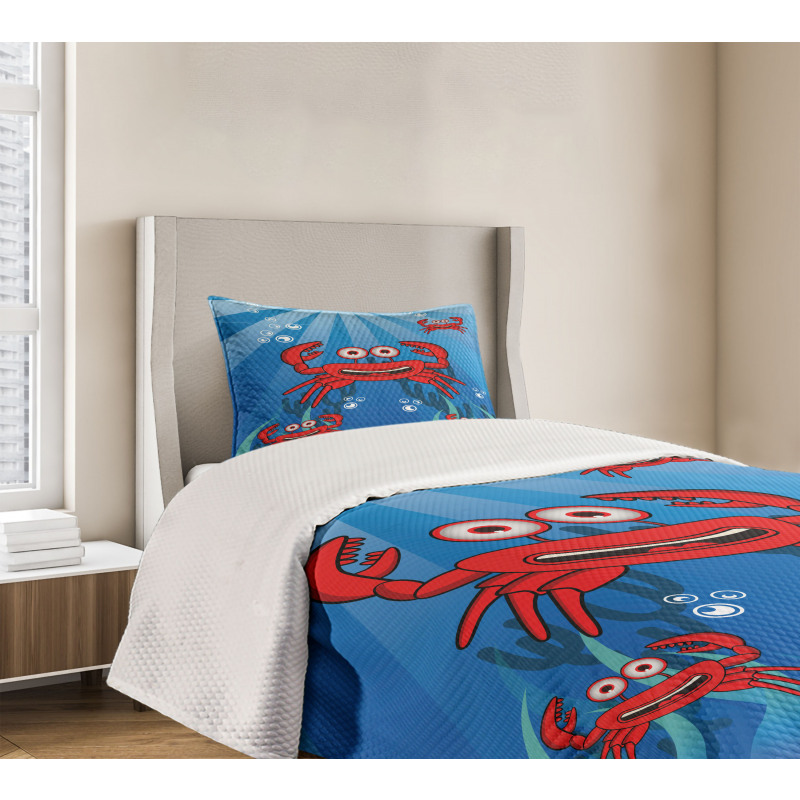 Funny Underwater Mascots Bedspread Set