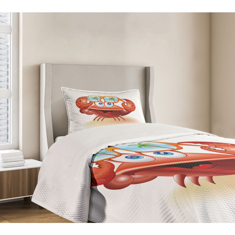 Comic Mascot Sunglasses Bedspread Set