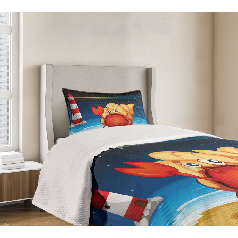 Marine Life Lighthouse Bedspread Set