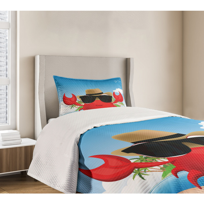 Crustacean Sunglasses Hat Bedspread Set