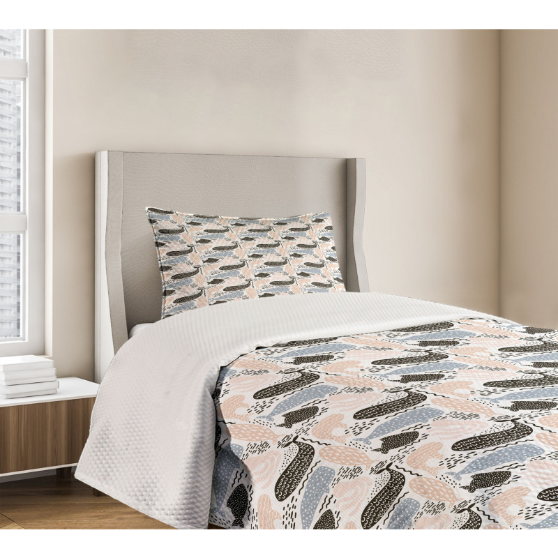 Aquatic Animal Silhouette Bedspread Set