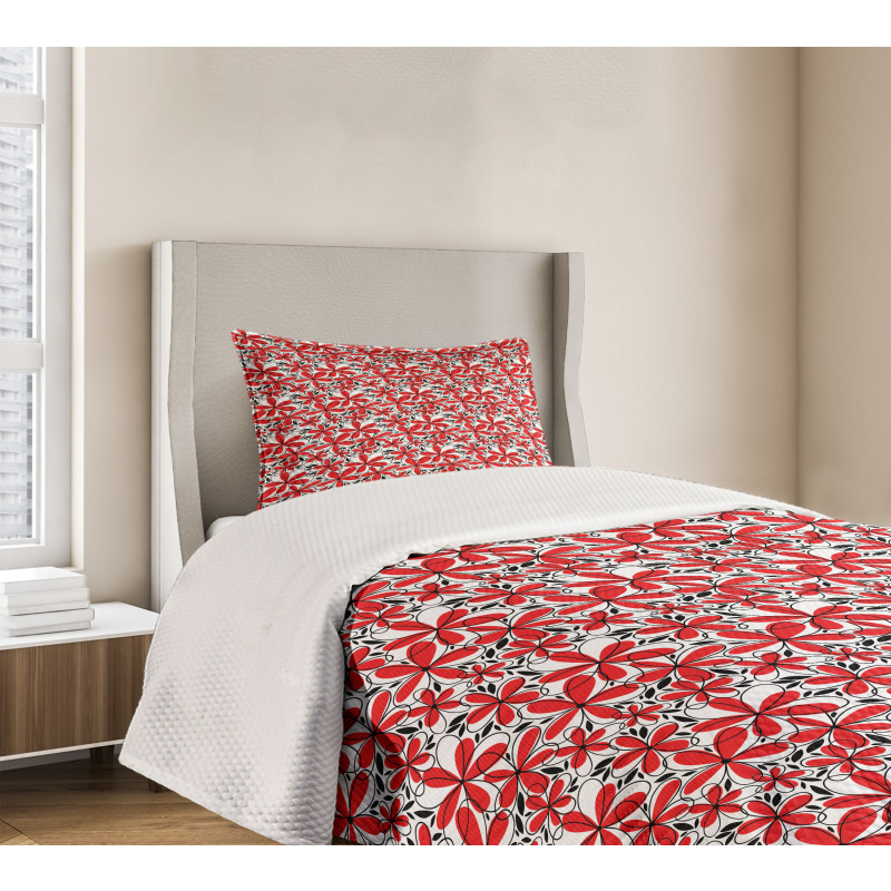 Doodle Flower Art Bedspread Set