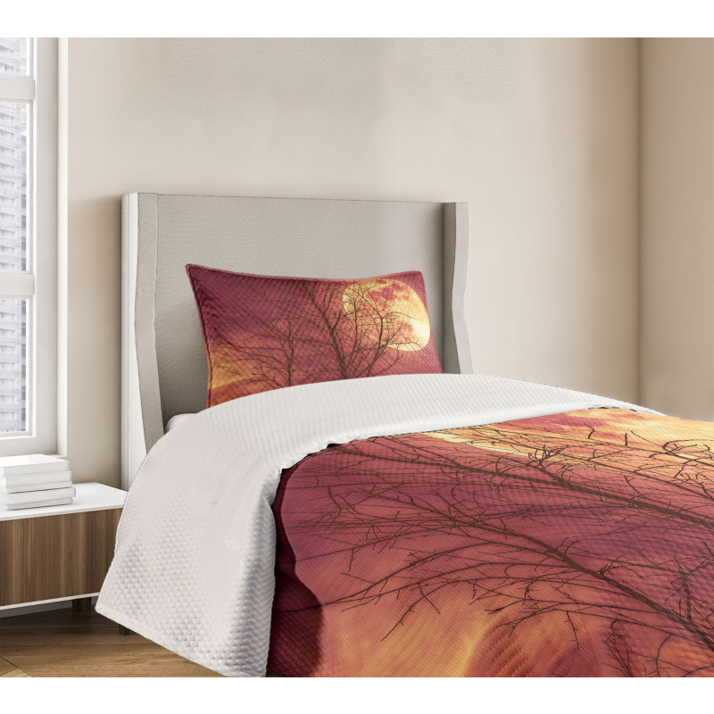 Moon Sky Dead Tree Bedspread Set