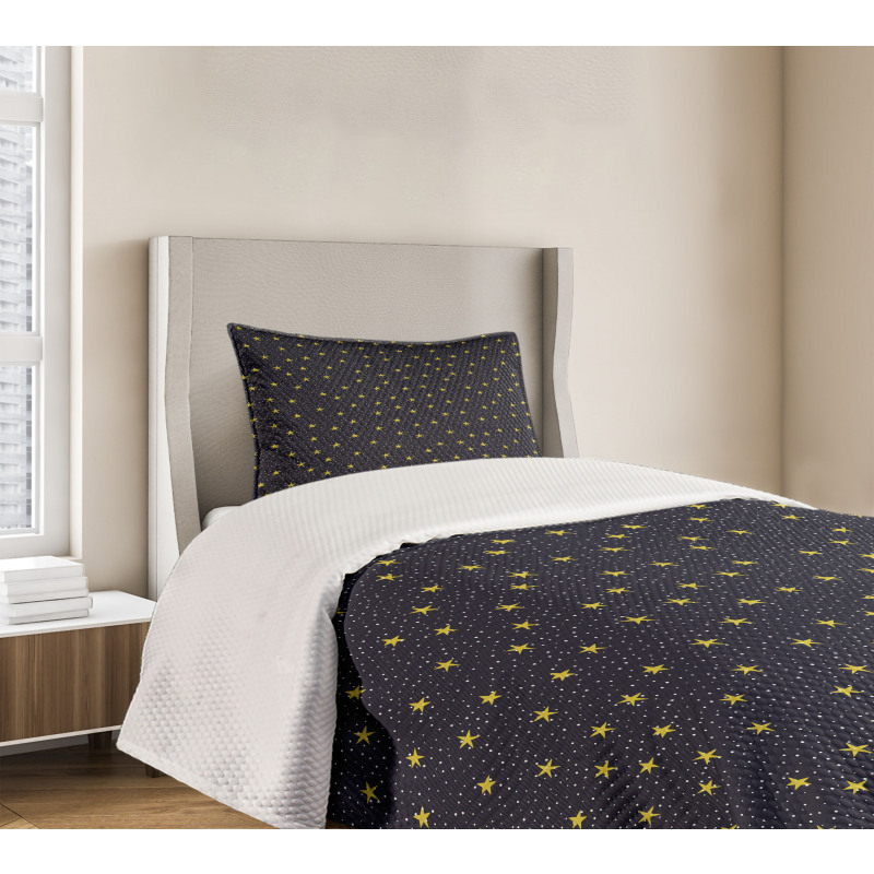 Yellow Stars and Dots Bedspread Set