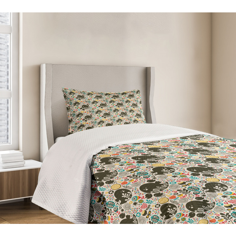 Birds Flowers Shapes Bedspread Set