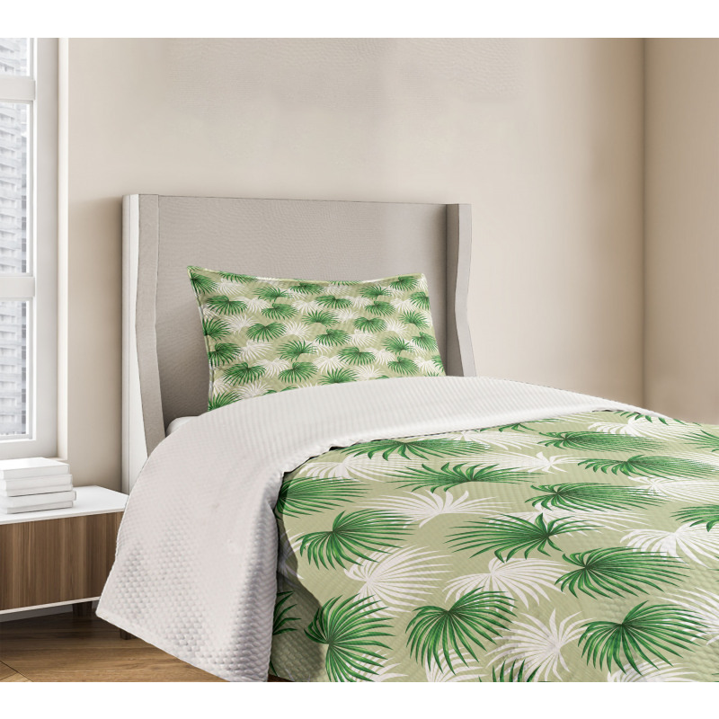 Palm Tree Island Foliage Bedspread Set