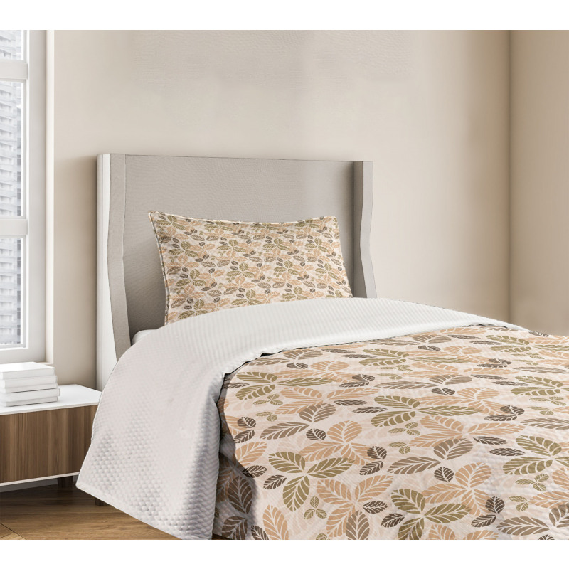 Retro Leaf Silhouettes Bedspread Set