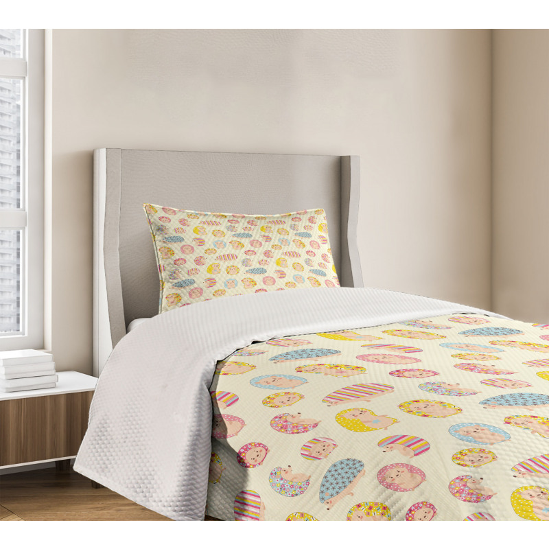 Dotted Floral Striped Bedspread Set