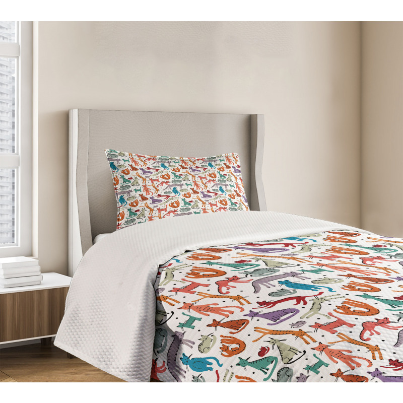 Colorful Sketch Composition Bedspread Set