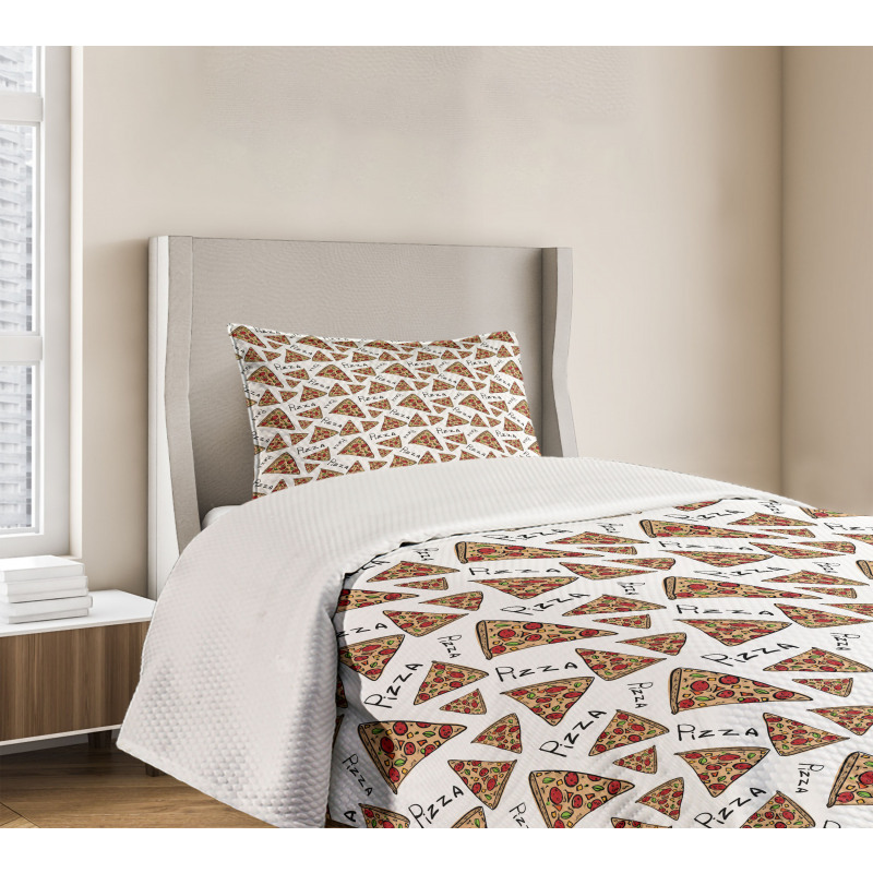 Doodle Art Style Slices Bedspread Set