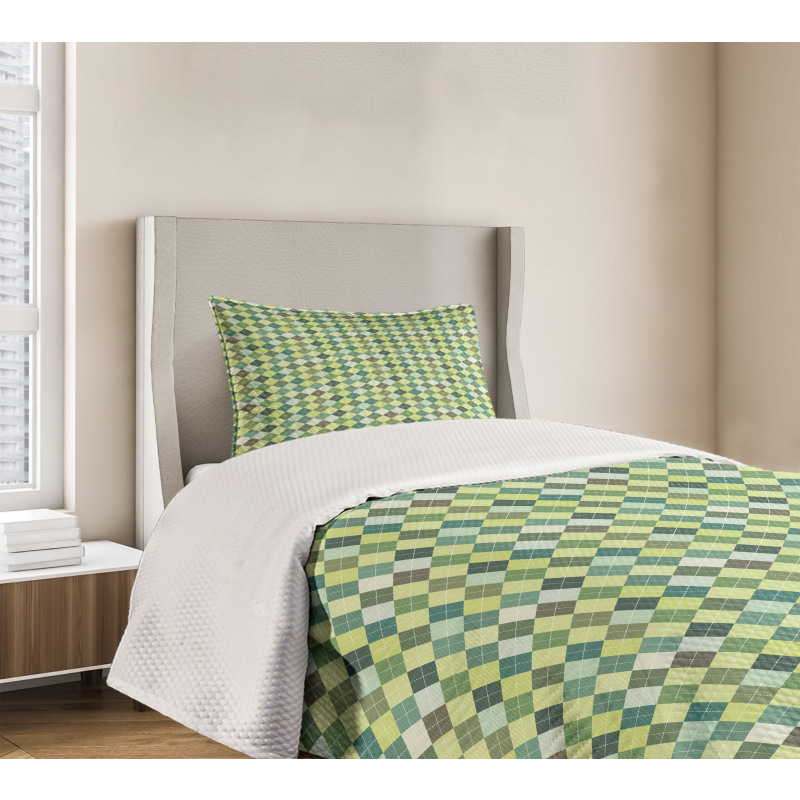 Traditional Argyle Green Bedspread Set