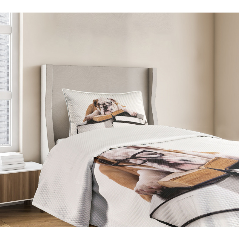 Glasses Dog Bedspread Set