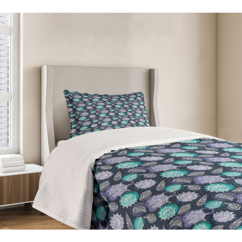 Ocean Grunge Seashells Bedspread Set