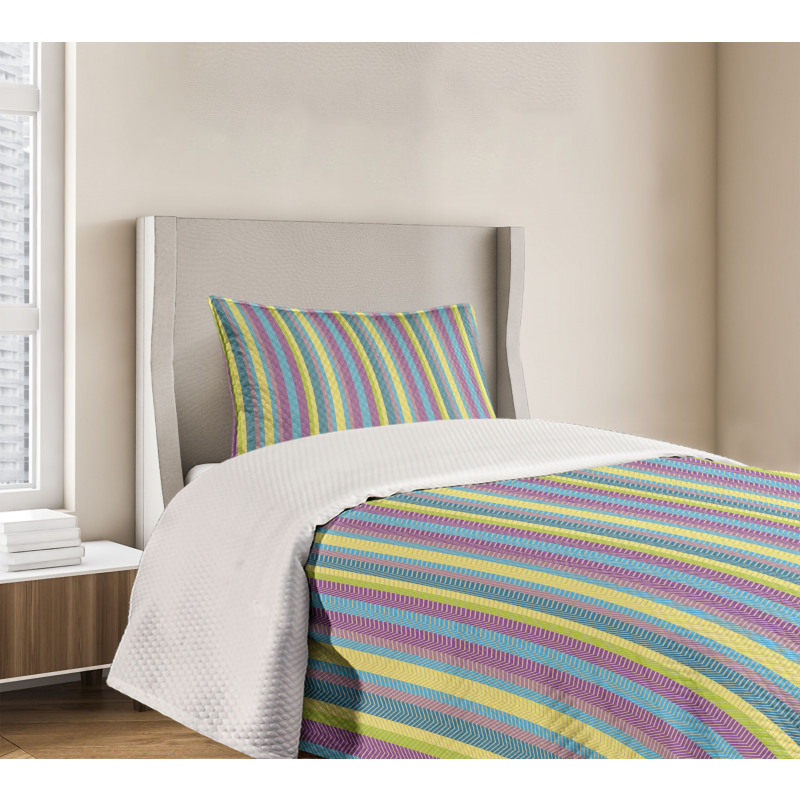 Colorful Zigzag Lines Bedspread Set