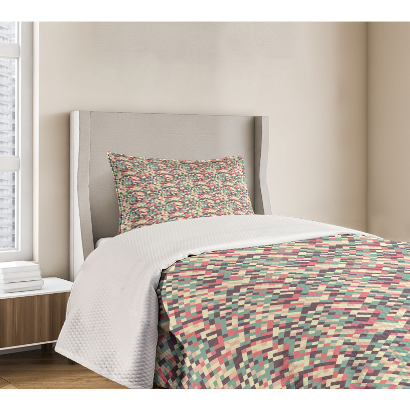 Mosaic Squares Design Bedspread Set