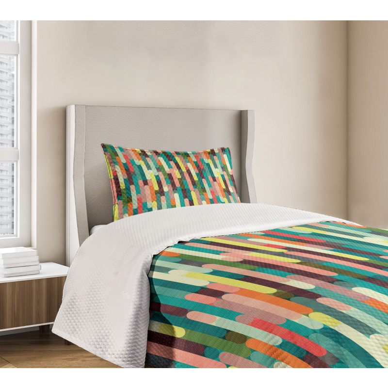 Colorful Grunge Stripes Bedspread Set