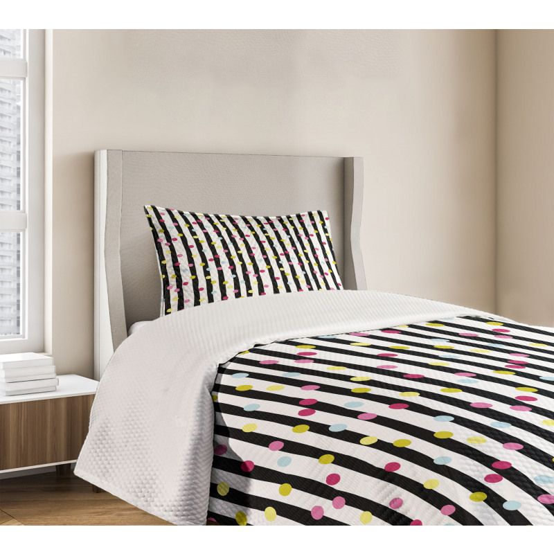 Colorful Dots and Stripes Bedspread Set
