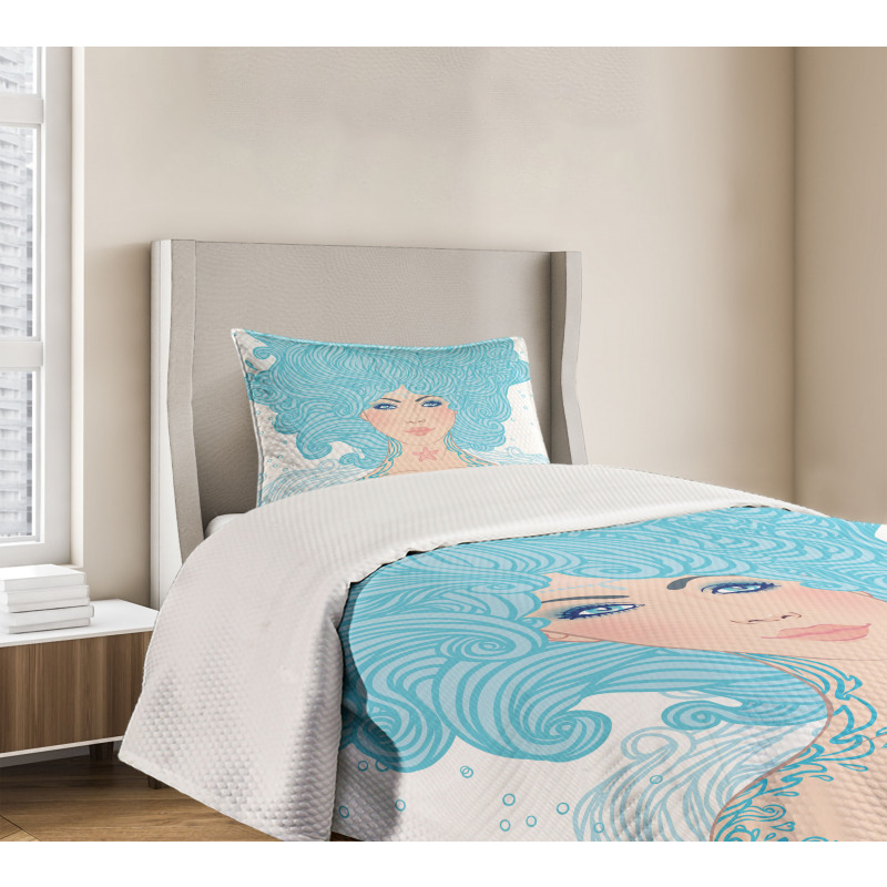 Blue Woman Bedspread Set