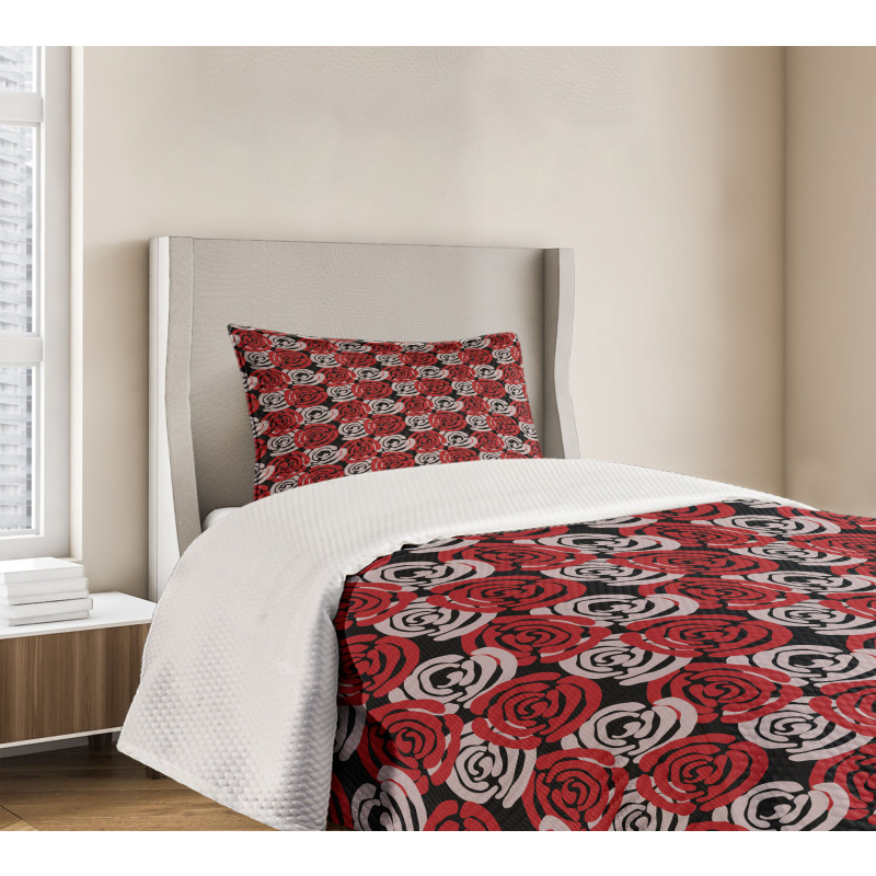 Digital Featured Rose Bedspread Set