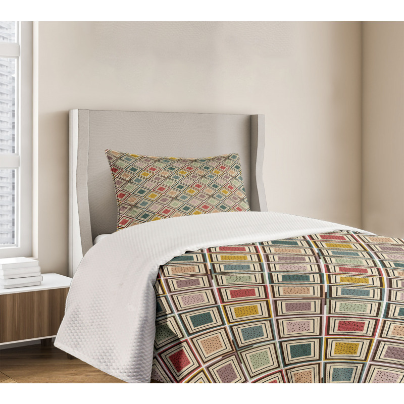 Colorful Dotted Squares Bedspread Set