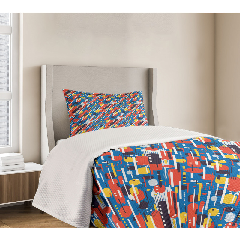 Diagonal Shapes Design Bedspread Set