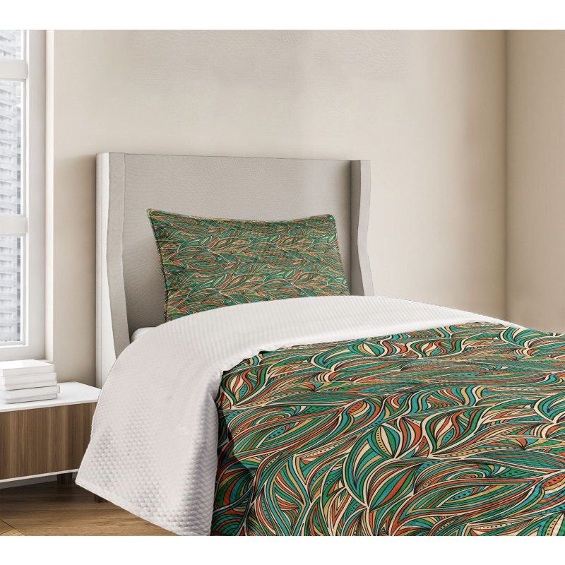 Colorful Swirled Lines Bedspread Set