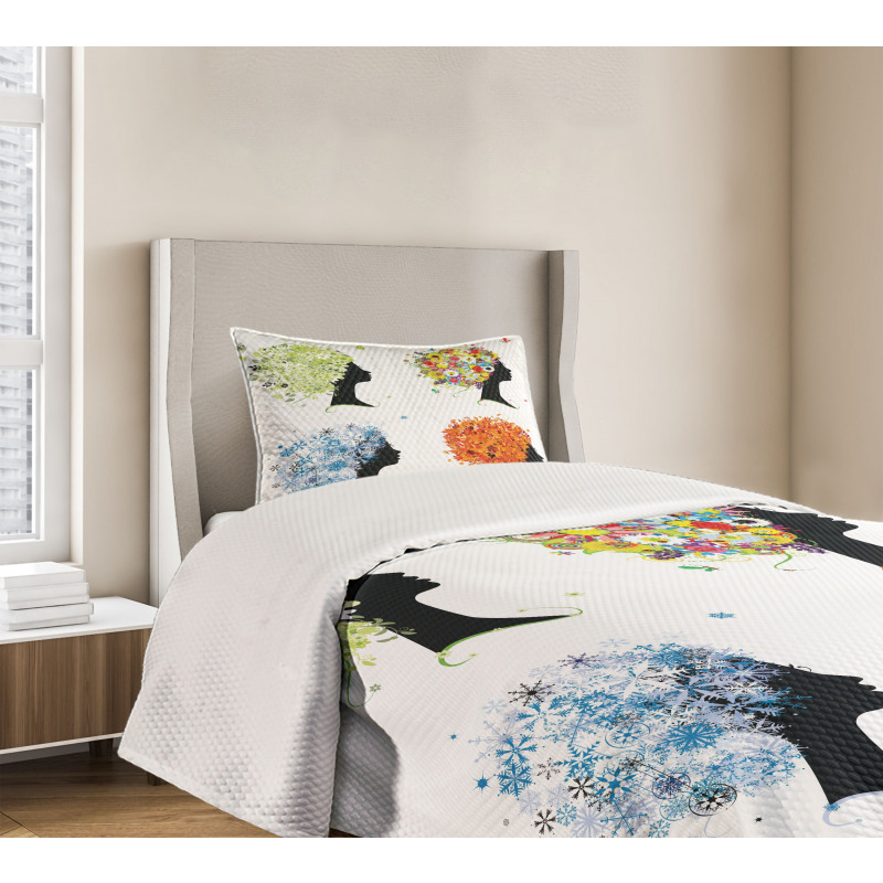 4 Season Woman Hair Bedspread Set