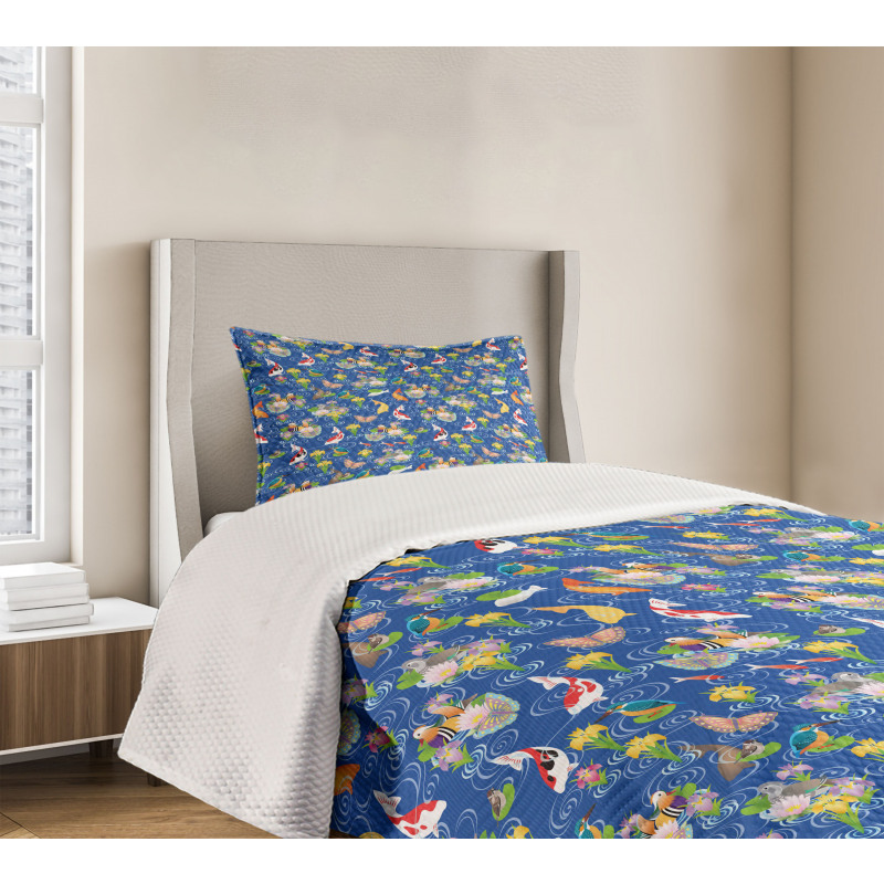 Traditional Koi Pond Bedspread Set