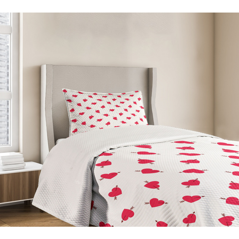 Cartoon Hearts Love Bedspread Set